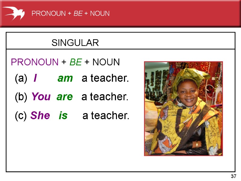 37 SINGULAR   (a)  I       am